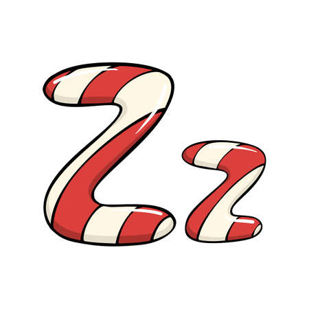 Hand drawn vector candy cane letter Zのイラスト素材