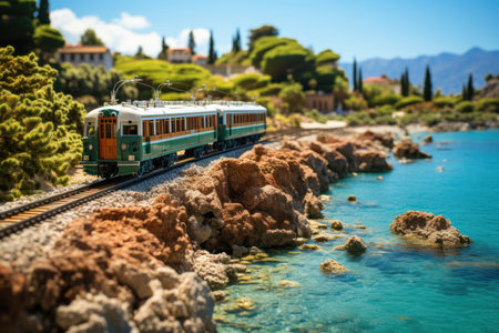 Miniature train on the coast of Lake Garda, Italy.の素材