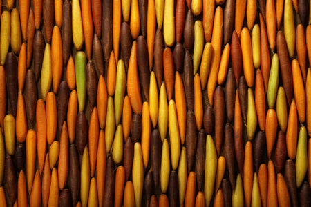 Background texture of the orange, brown and yellow carrotsの素材