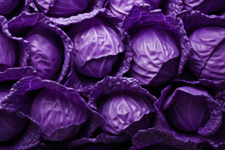 Purple cabbage background, top view. Close-up of purple cabbage.の素材