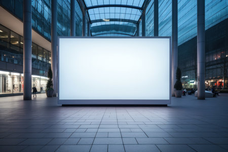 Blank billboard in the city at night. 3d rendering.の素材