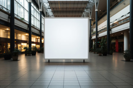 Blank white poster in the shopping mall. 3d rendering.の素材