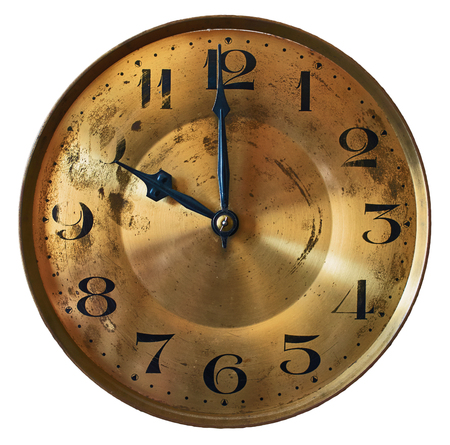 Vintage grandfather clock clockface isolated on white backgroundの写真素材