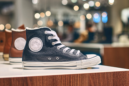 Sneakers in a luxury storeの写真素材