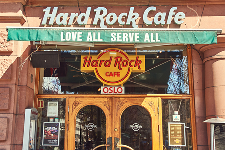 Entrance of Hard Rock cafe at daytimeのeditorial素材