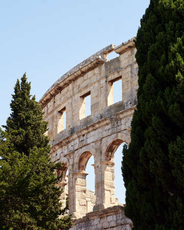 Picturesque ancient Roman amphitheater arena ruins viewの写真素材