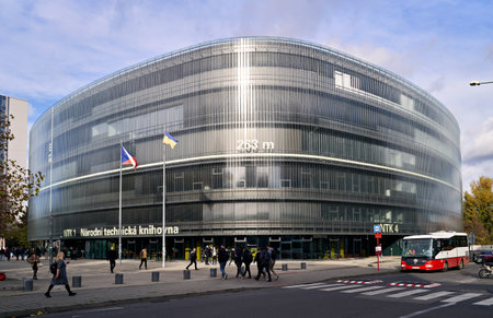 The building of Czech National Library of Technology, NTK, in Pragueのeditorial素材