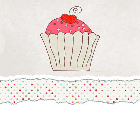 Retro card with cupcake. EPS 8のイラスト素材
