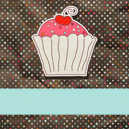 Retro card with cupcake. EPS 8のイラスト素材