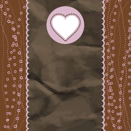 Brown and pink valentine vintage card.  のイラスト素材