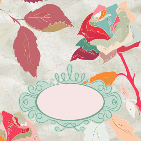 Vintage rose floral card  not auto-traced のイラスト素材