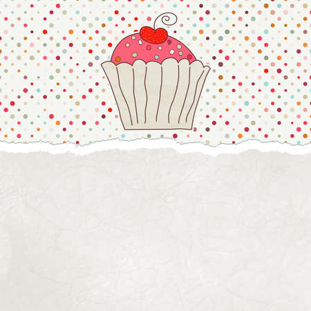Retro card with cupcake  のイラスト素材