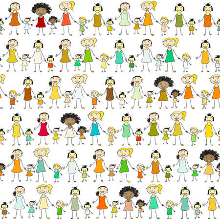 Girls of different nationalities keep hands のイラスト素材