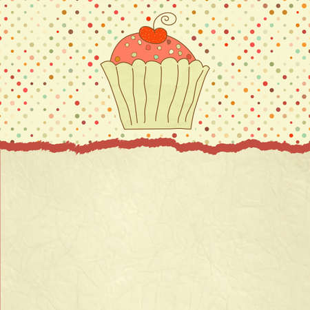 Retro card with cupcake  のイラスト素材