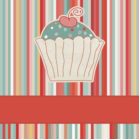 Retro card with cupcake  And also includes EPS 8のイラスト素材