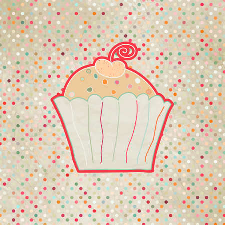 Vintage card with cupcakeのイラスト素材