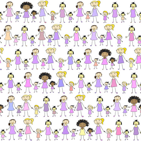 Mums of different nationalities keep handsのイラスト素材