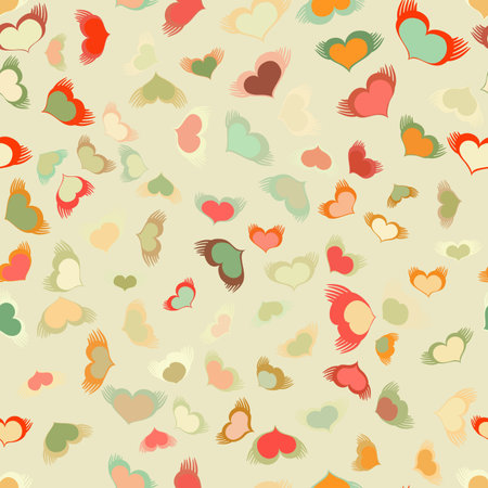 Flying hearts seamless pattern  のイラスト素材