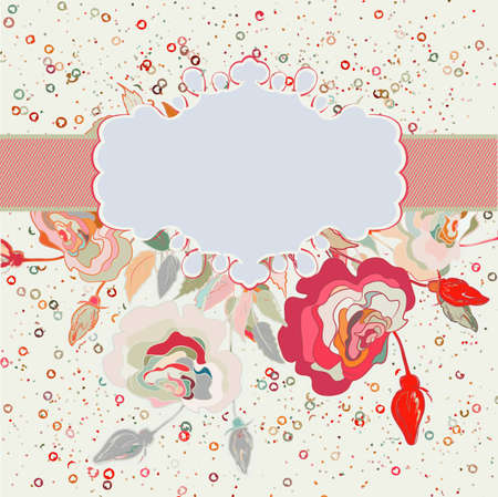 Valentine retro card with hearts and roses  EPS 8のイラスト素材