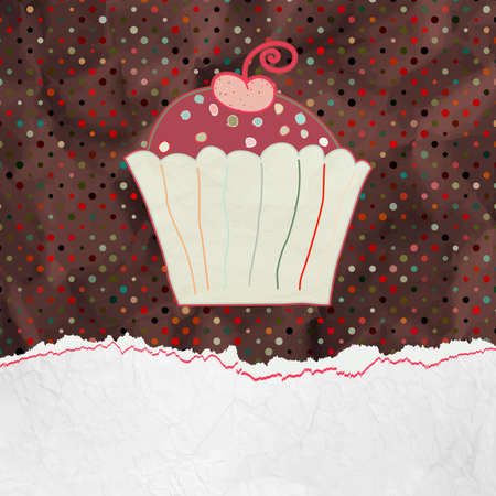 Cute retro Cupcake in frame  EPS 8 のイラスト素材