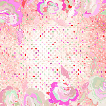 Pink polka dot background with flower  EPS 8 のイラスト素材