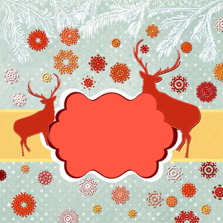 Snowy retro christmas winter background のイラスト素材