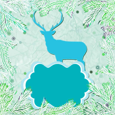Christmas deer template card のイラスト素材