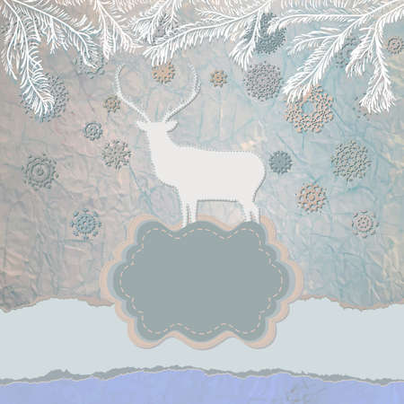 Christmas deer template card のイラスト素材