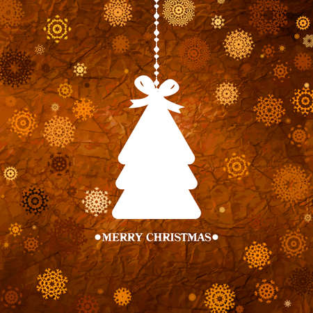 Vintage christmas card with white tree  のイラスト素材