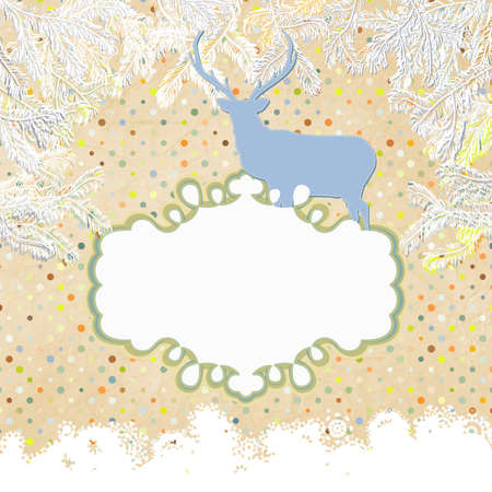 Christmas deer and snowflake のイラスト素材
