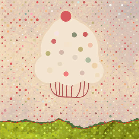 Retro Label With Cupcake With Vintageのイラスト素材