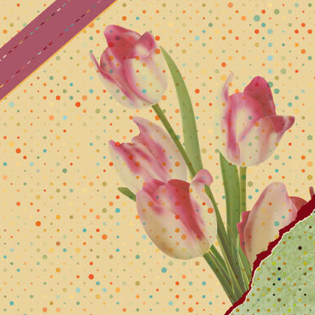 Vintage tulips with polka dot  EPS 10のイラスト素材