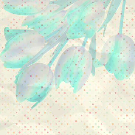 Vintage tulips with polka dot  EPS 10のイラスト素材