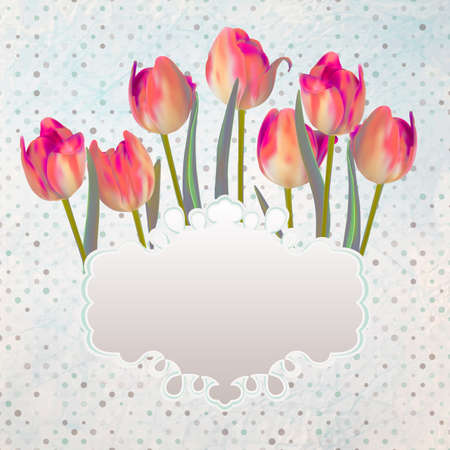 Vintage postcard with a beautiful tulips with copyspace. And also includes のイラスト素材