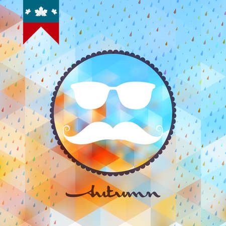 Autumn rain with hipster style Mustache and Glasses with geometric shapesのイラスト素材