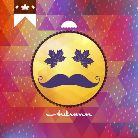 Autumn rain with hipster style Mustache and Glasses with geometric shapesのイラスト素材