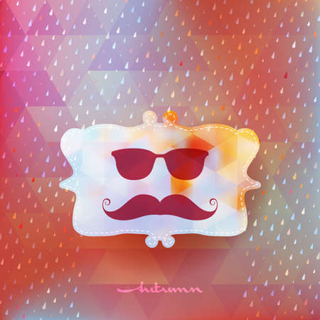 Autumn background with frame on hipster background made of triangles. のイラスト素材