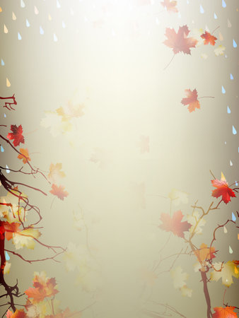 Autumnal Background with maple leaves のイラスト素材