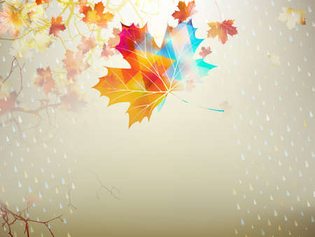 Autumnal maple leaf made of trianglesのイラスト素材