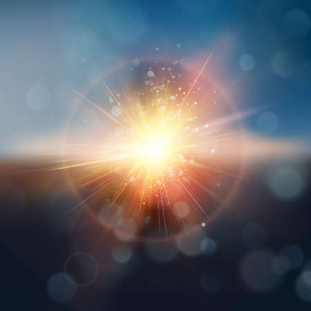 Realistic Blur background. Abstract sunset with defocused lights. Sunset on Sky. And also includes EPS 10 vectorのイラスト素材