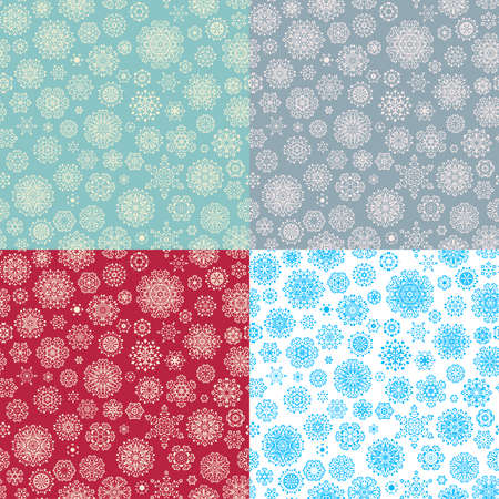 Set of 4 Seamless snowflakes pattern. EPS 10 vectorのイラスト素材