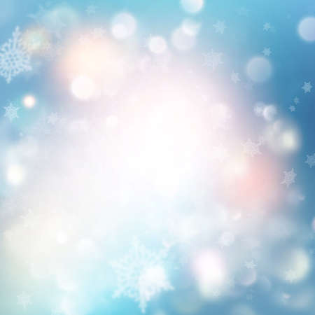Blue winter blured background with falling snowflakes EPS 10 vectorのイラスト素材