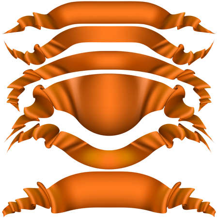 Set of orange ribbons, banner isolated on white background. And also includes EPS 10 vectorのイラスト素材