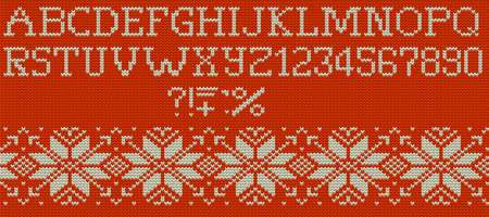 Knitted Merry Christmas alphabet for you lettering design.のイラスト素材