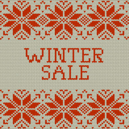 Knitted Winter sale template banner.のイラスト素材