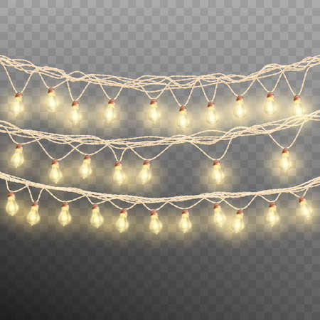 Christmas garland lights isolated on transparent background. Christmas decoration. And also includes EPS 10 vectorのイラスト素材
