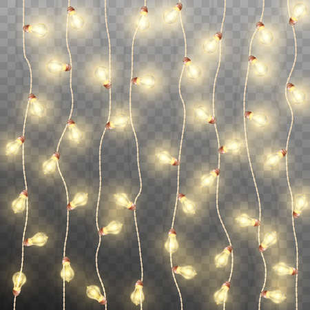 Christmas garland lights isolated on transparent background.のイラスト素材