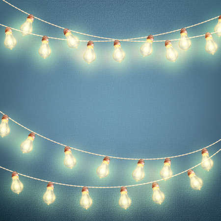 Holiday card template with Garland effect. EPS 10 vectorのイラスト素材