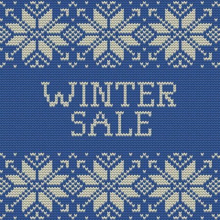 Knitted Winter sale template banner.のイラスト素材
