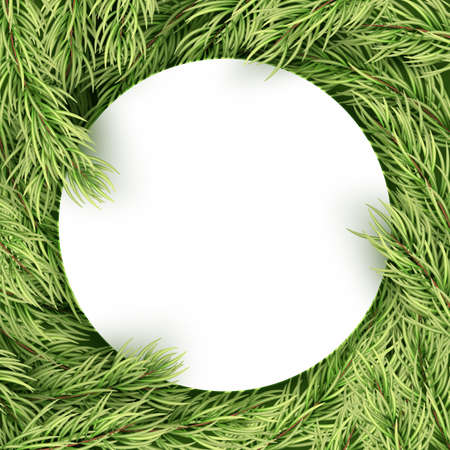 Christmas card with copyspace. Pine branch holiday frame.のイラスト素材